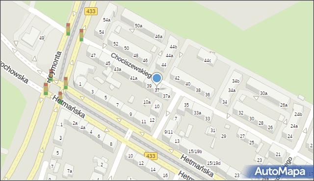 Poznań, Chociszewskiego Józefa, 37, mapa Poznania