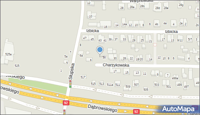 Poznań, Charzykowska, 36, mapa Poznania