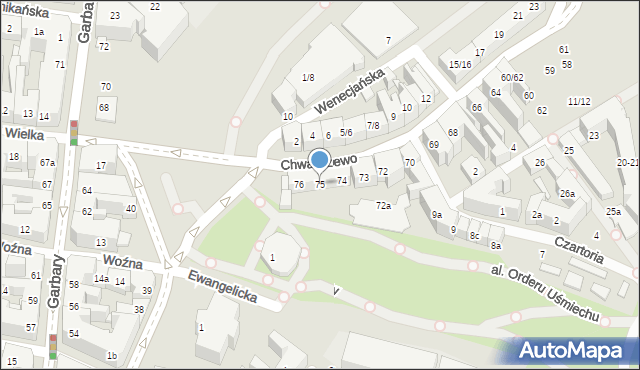 Poznań, Chwaliszewo, 75, mapa Poznania