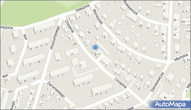 Prudnik, Chopina Fryderyka, 9, mapa Prudnik