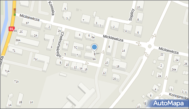 Pruszcz Gdański, Chełmońskiego Józefa, 9, mapa Pruszcz Gdański