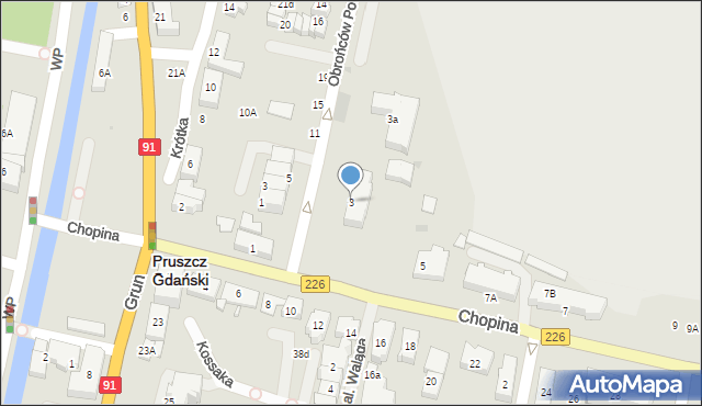 Pruszcz Gdański, Chopina Fryderyka, 3, mapa Pruszcz Gdański