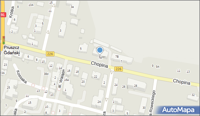 Pruszcz Gdański, Chopina Fryderyka, 7A, mapa Pruszcz Gdański