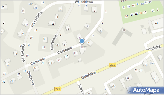 Przywidz, Chabrowa, 11, mapa Przywidz