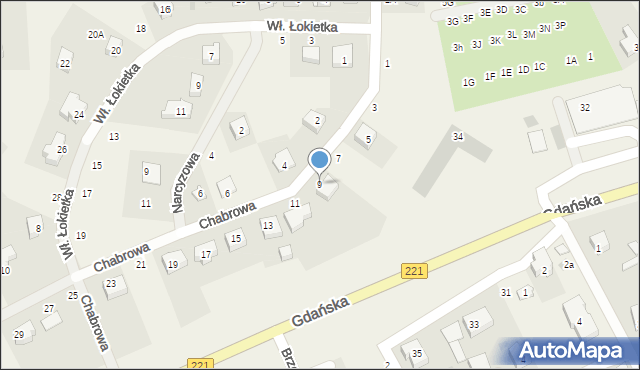 Przywidz, Chabrowa, 9, mapa Przywidz