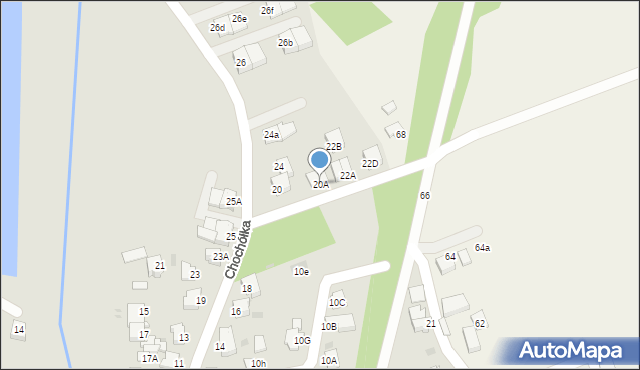 Pszczyna, Chochółka, 20A, mapa Pszczyny