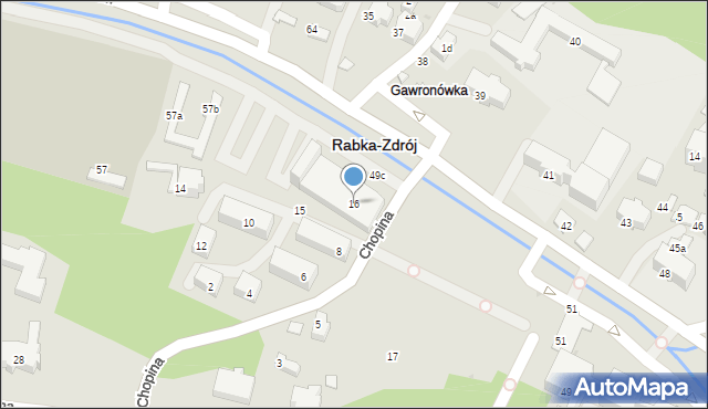 Rabka-Zdrój, Chopina Fryderyka, 16, mapa Rabka-Zdrój