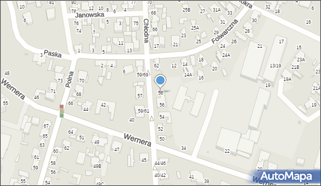 Radom, Chłodna, 58, mapa Radomia