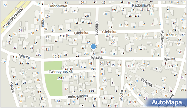 Radom, Chłodna, 95, mapa Radomia