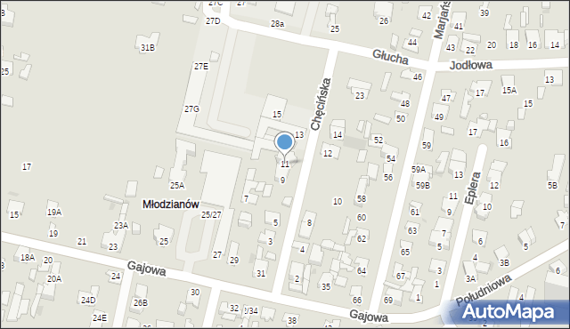 Radom, Chęcińska, 11, mapa Radomia