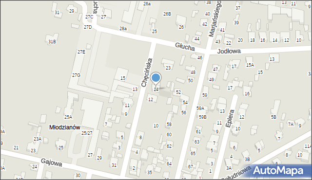 Radom, Chęcińska, 14, mapa Radomia