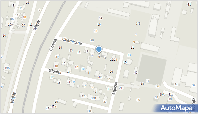 Radom, Chemiczna, 5, mapa Radomia