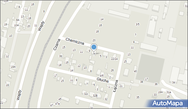 Radom, Chemiczna, 7, mapa Radomia