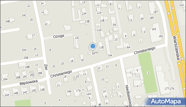 Radom, Christianiego Franciszka Ksawerego, gen., 14, mapa Radomia