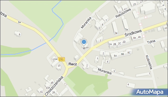 Recz, Choszczeńska, 49, mapa Recz