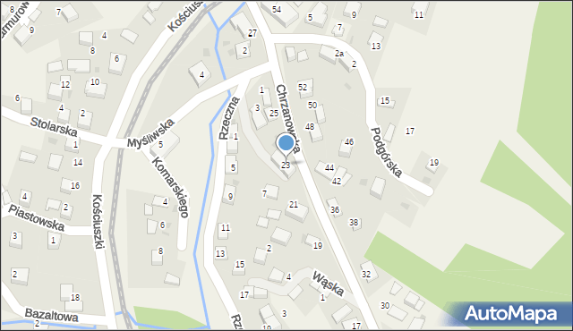 Regulice, Chrzanowska, 23, mapa Regulice