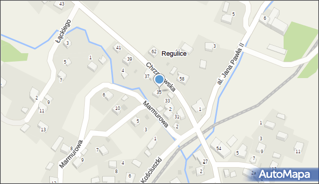 Regulice, Chrzanowska, 35, mapa Regulice