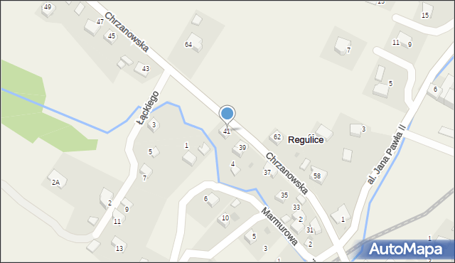 Regulice, Chrzanowska, 41, mapa Regulice
