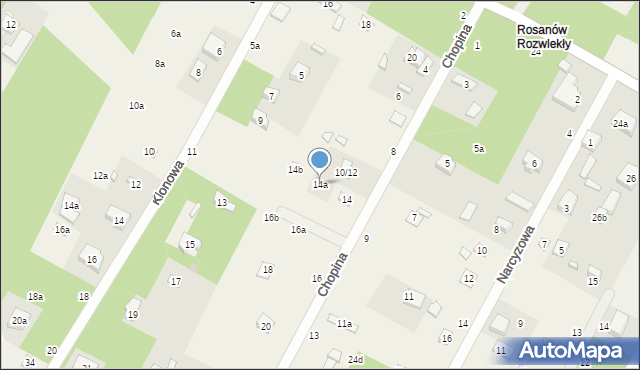 Rosanów, Chopina Fryderyka, 14a, mapa Rosanów