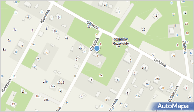 Rosanów, Chopina Fryderyka, 3, mapa Rosanów