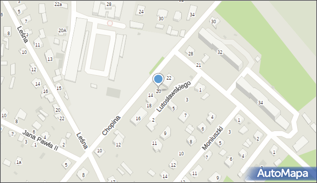 Rudnik nad Sanem, Chopina Fryderyka, 20, mapa Rudnik nad Sanem