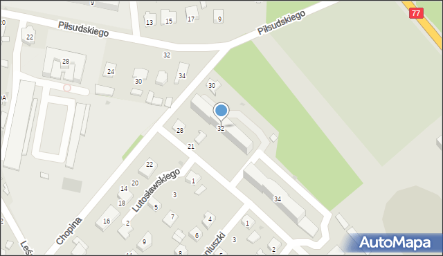 Rudnik nad Sanem, Chopina Fryderyka, 32, mapa Rudnik nad Sanem