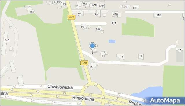 Rybnik, Chałubińskiego Tytusa, 1, mapa Rybnika