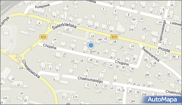 Rybnik, Chopina Fryderyka, 13, mapa Rybnika