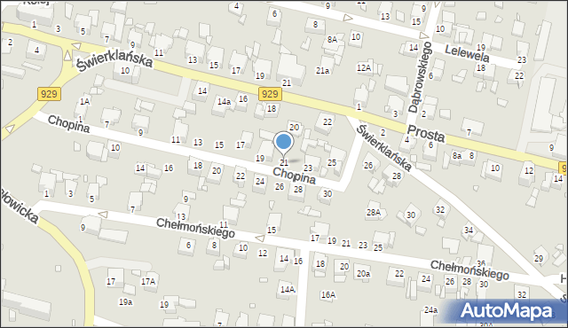 Rybnik, Chopina Fryderyka, 21, mapa Rybnika