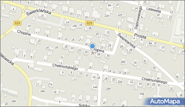 Rybnik, Chopina Fryderyka, 26, mapa Rybnika