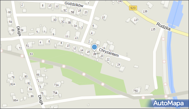 Rybnik, Chryzantem, 18, mapa Rybnika