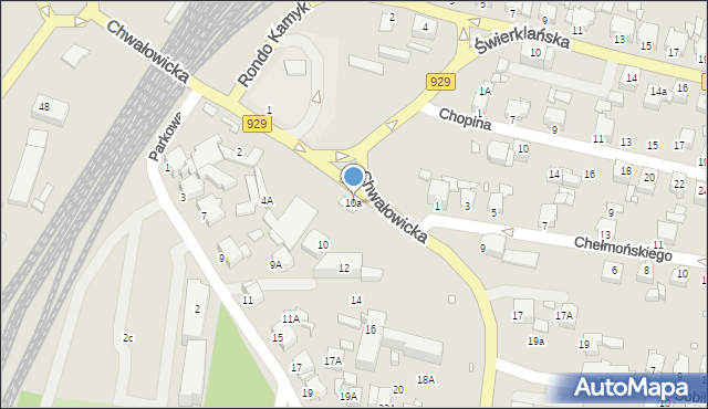 Rybnik, Chwałowicka, 10a, mapa Rybnika