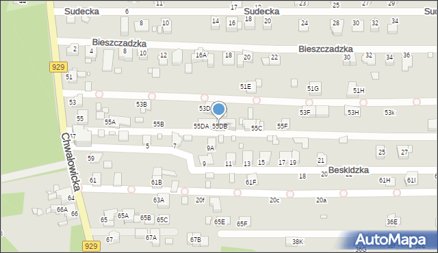 Rybnik, Chwałowicka, 55DB, mapa Rybnika