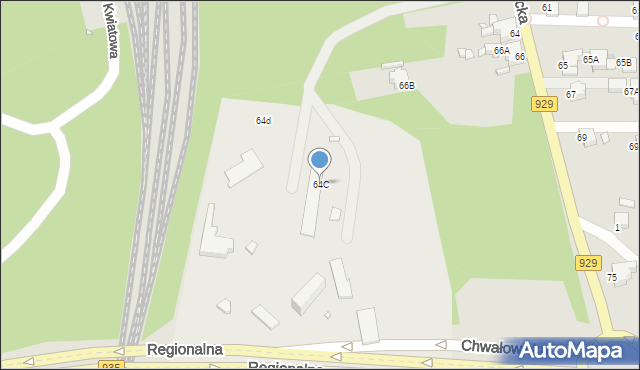 Rybnik, Chwałowicka, 64C, mapa Rybnika