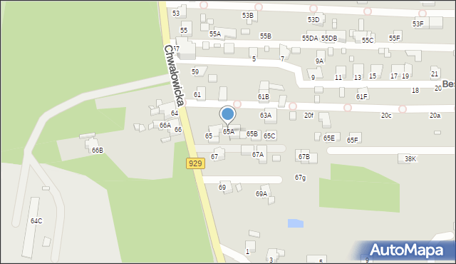 Rybnik, Chwałowicka, 65A, mapa Rybnika