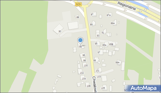 Rybnik, Chwałowicka, 94, mapa Rybnika