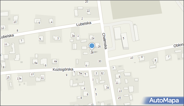 Sawin, Chełmska, 28, mapa Sawin