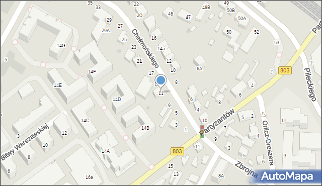 Siedlce, Chełmońskiego Józefa, 11, mapa Siedlce