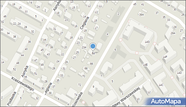 Siedlce, Chełmońskiego Józefa, 64, mapa Siedlce