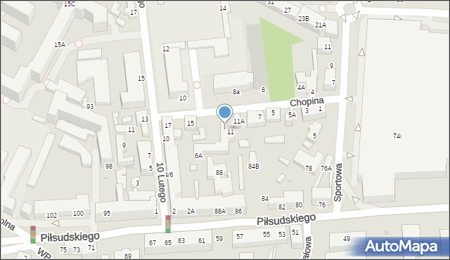 Siedlce, Chopina Fryderyka, 13, mapa Siedlce