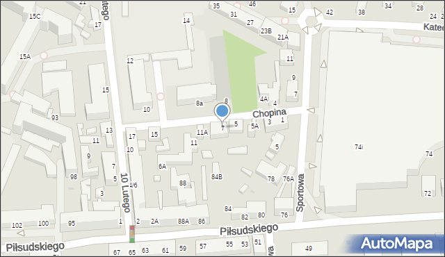 Siedlce, Chopina Fryderyka, 7, mapa Siedlce