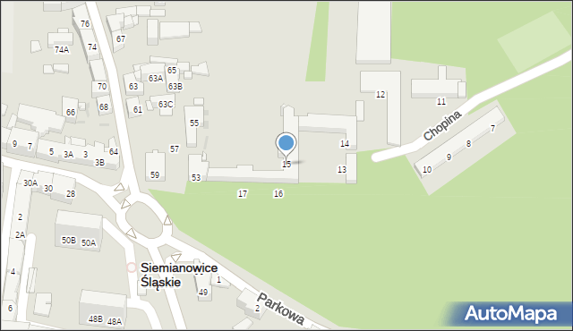 Siemianowice Śląskie, Chopina Fryderyka, 15, mapa Siemianowice Śląskie