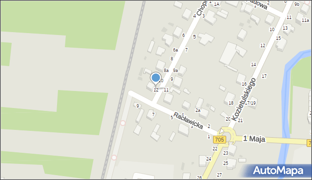 Skierniewice, Chopina Fryderyka, 12, mapa Skierniewic