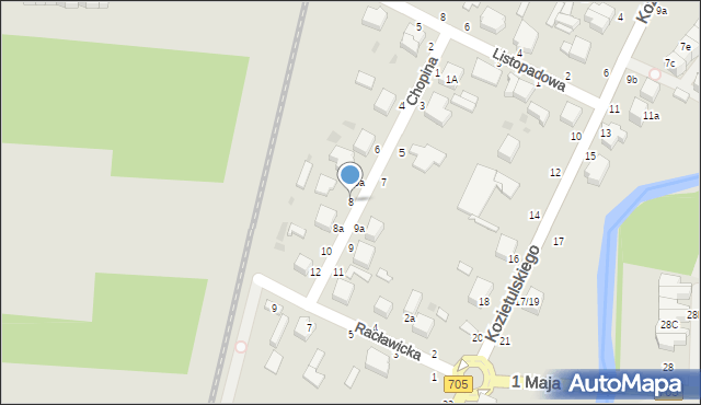 Skierniewice, Chopina Fryderyka, 8, mapa Skierniewic