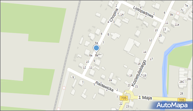 Skierniewice, Chopina Fryderyka, 9a, mapa Skierniewic