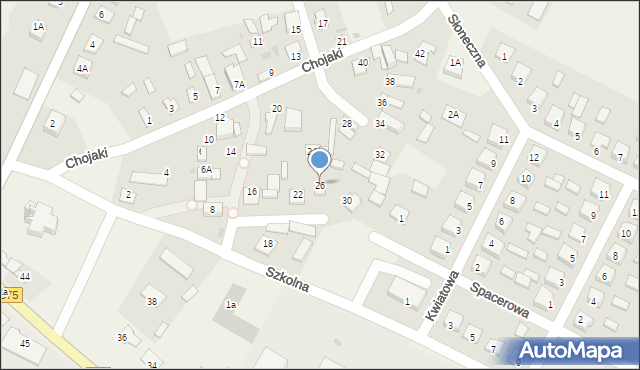 Słubice, Chojaki, 26, mapa Słubice