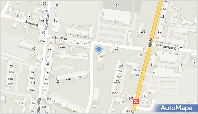 Słubice, Chopina Fryderyka, 18a, mapa Słubice