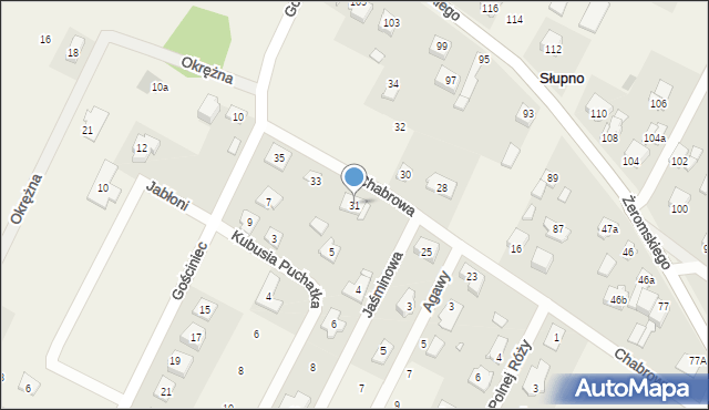 Słupno, Chabrowa, 31, mapa Słupno
