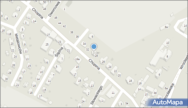 Sobótka, Chopina Fryderyka, 30, mapa Sobótka