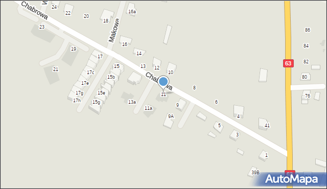 Sokołów Podlaski, Chabrowa, 11, mapa Sokołów Podlaski